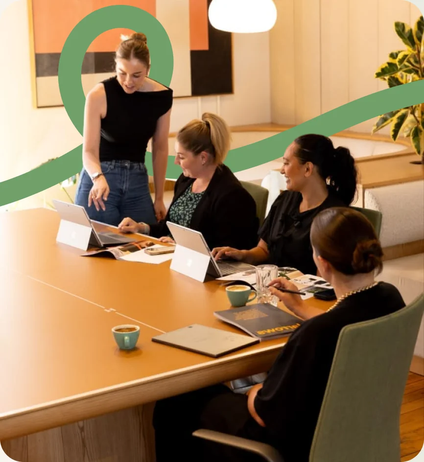 Chamber staff around a meeting table