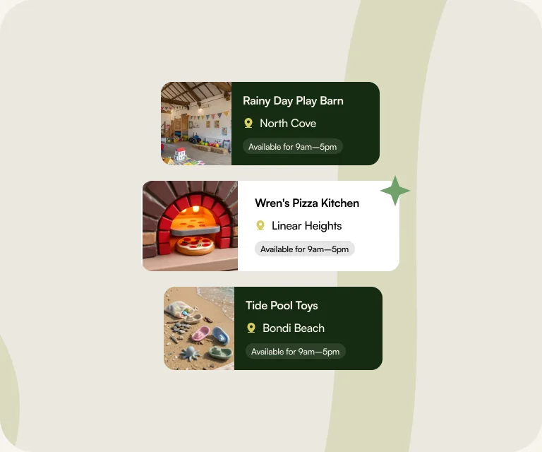 Three member business cards recommended by VisitorDesk AI, with their neighborhood and hours